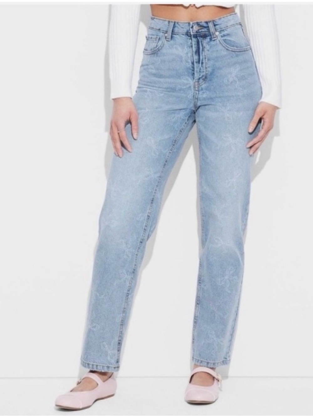 Wild Fable Women's High-Rise Straight Jeans Bows 10 Recycled Cotton